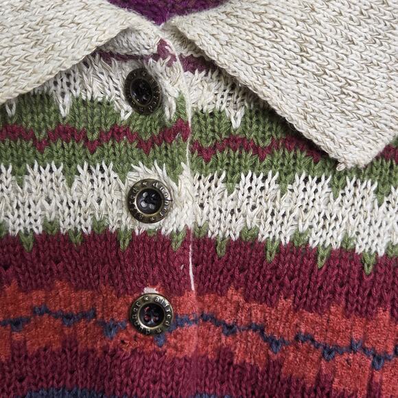 VTG Alfred Dunner Womens Striped Knit Sweater Polo Collar SZ L Cozy Cottagecore - Picture 4 of 11